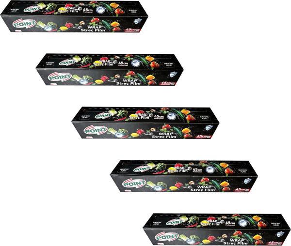 Point Şeffaf Mutfak Rulo Streç Film Folyo - 45 Cm. x 250 Metre - Gıdaya Uygun - 5 Paket - Image 1