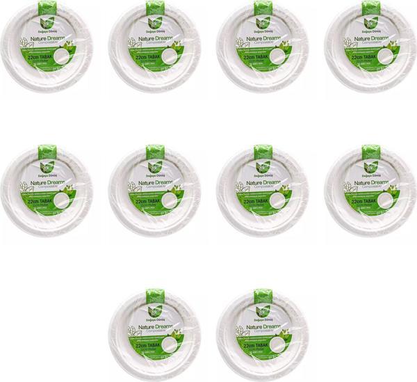 Roll-Up Nature Ekolojik Karton Kağıt Parti Tek Kullanımlık Tabak - 22 Cm. - 50 Adetlik 10 Paket - Image 1