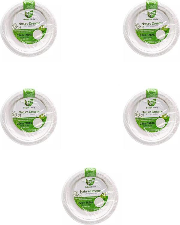 Roll-Up Nature Ekolojik Karton Kağıt Parti Tek Kullanımlık Tabak - 22 Cm. - 50 Adetlik 5 Paket - Image 1