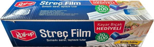 Roll-Up Şeffaf Mutfak Rulo Streç Film Folyo - 30 Cm. x 300 Metre - Gıdaya Uygun - 1 Paket - Image 1