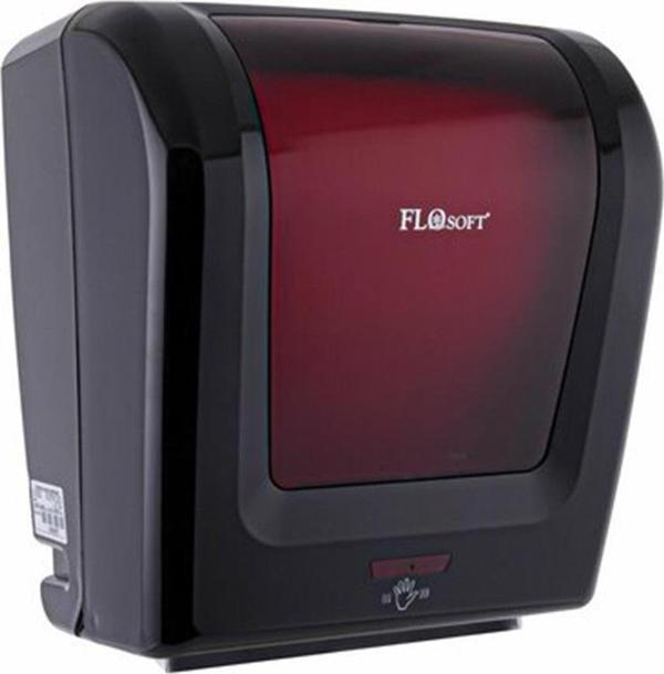 Flosoft F047 Sensörlü Fotoselli Hareketli Rulo Kağıt Havlu Dispanseri Makinesi - 21 Cm. - Siyah - Image 1