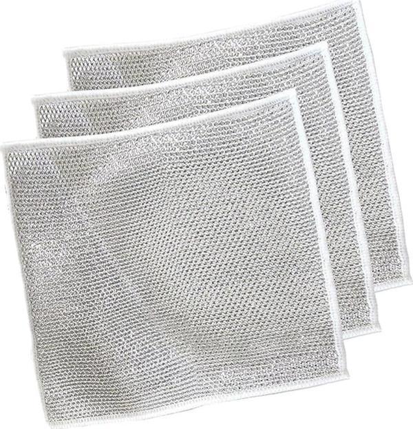 Bulaşık Ovma Ovalama Yanmış Yağ Ağır Kir Bezi Teli Telli Bez - 20x20 Cm. - 3 Adetlik Paket - Image 1