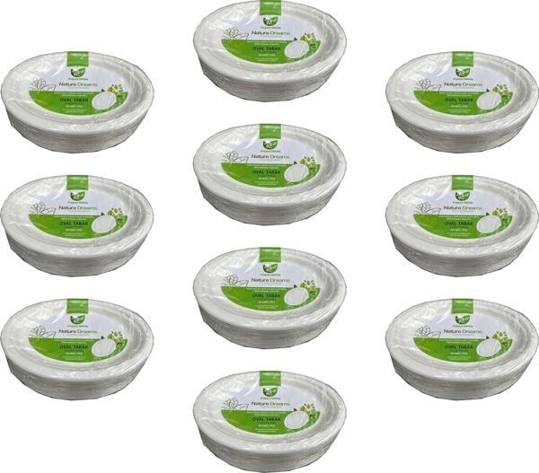 Roll-Up Nature Ekolojik Karton Kağıt Tek Kullanımlık Oval Tabak - 20x26 Cm. - 50 Adetlik 10 Paket - Image 1