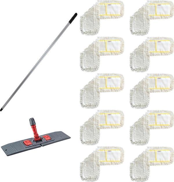Cod-Ex Tablet Palet Nemli Yedek Mop Takımı - 10 Adet 50 Cm. Mop + Katlanır Aparat + Metal Vidalı Sap - Image 1