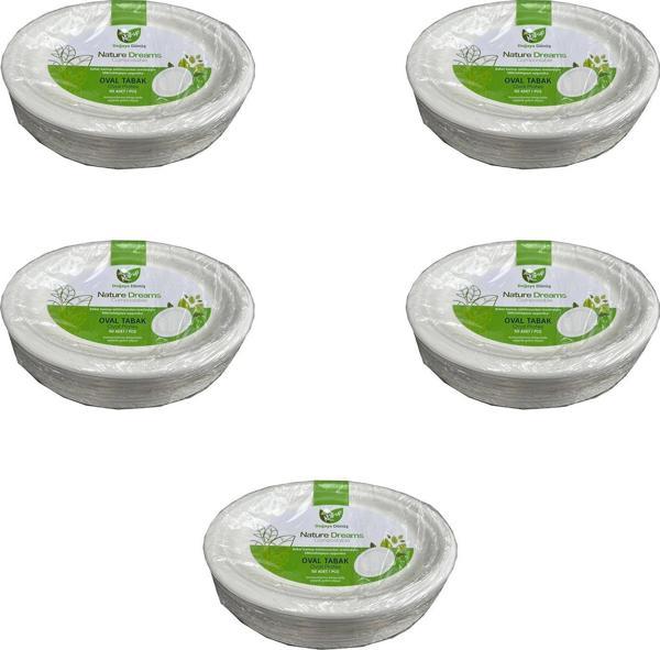 Roll-Up Nature Ekolojik Karton Kağıt Tek Kullanımlık Oval Tabak - 20x26 Cm. - 50 Adetlik 5 Paket - Image 1