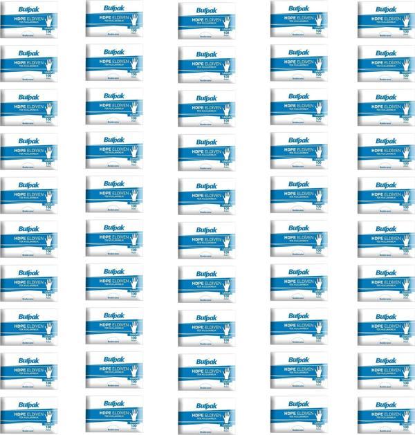 Burpak HDPE İş Temizlik Tek Kullanımlık Şeffaf Eldiven / Büyük Boy / 100 Adetlik 50 Paket - Koli - Image 1