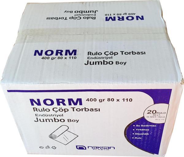 Norm Endüstriyel Jumbo Çöp Torbası Poşeti - 2 Kat - Siyah - 400 Gr. - 80 x 110 Cm. / Koli - Image 1