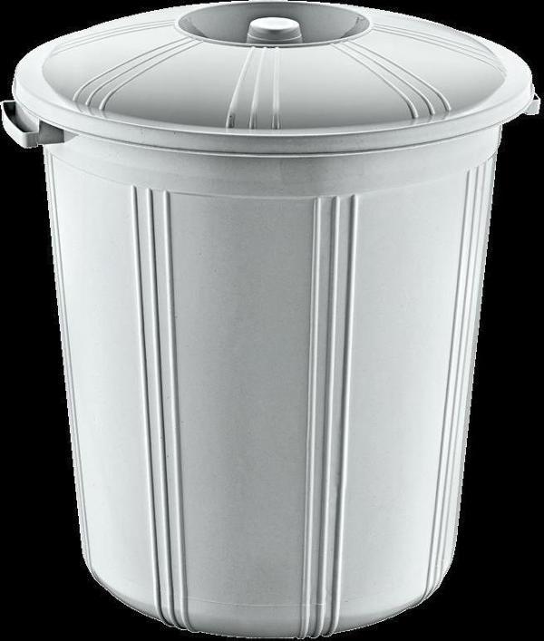 Plastik Fıçı Tip Kapaklı Yuvarlak Klasik Çöp Kovası Kutusu Konteyneri - 42-46-42 Cm. - 50 Litre - Image 1