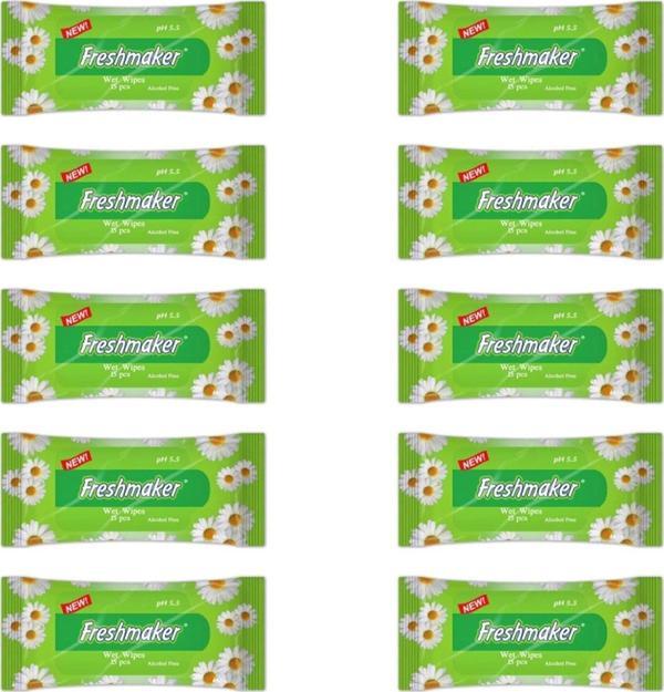 Freshmaker Islak Cep Mendil - Alkolsüz ve pH Dengelenmiş - Çiçeksi Kokular - 15 Adetlik 10 Paket - Image 1