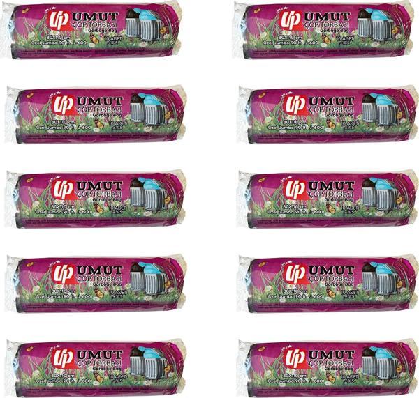 Umut Endüstriyel Jumbo Çöp Torbası Poşeti - 2 Kat - Siyah - 600 Gr. - 80x110 Cm. -10 Adetlik 10 Rulo - Image 1