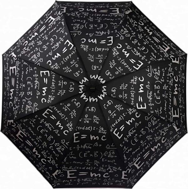 Uniquetrenders Matematik Formül Desenli Lüx Renkli Baskılı Rüzgara Dayanıklı 8 Telli Katlanabilir Manuel Şemsiye Siyah  - Image 1