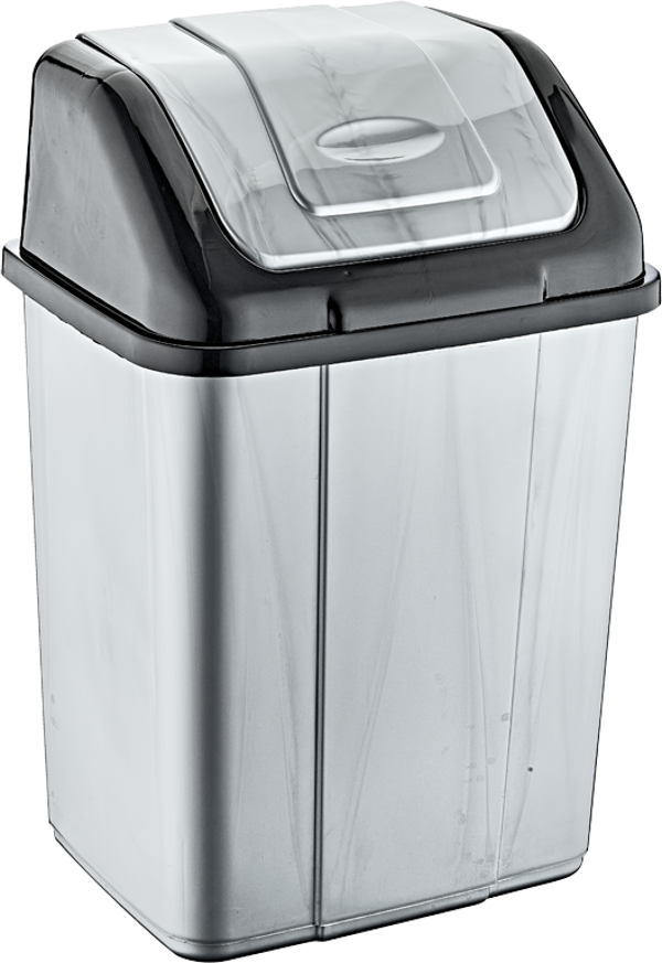 Plastik Sallanır Kapak Çöp Kovası Kutusu -Gri Gövde / Siyah Kapak - 35 Litre - 53 x 35 x 28 Cm. - Image 1