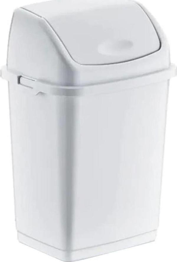 Sallanır Kapak İtmeli Çöp Kovası Kutusu - 50 Litre - Beyaz - 68x41x33 Cm. - Image 1