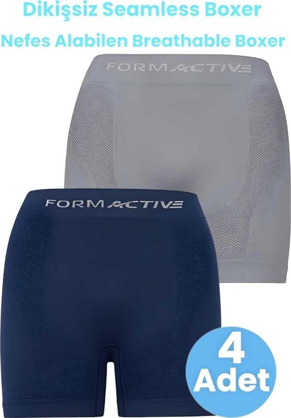 Uniquetrenders Erkek Dikişsiz/Seamless Nefes Alabilen Boxer 4 Adet Gri - Lacivert M-L - Image 1