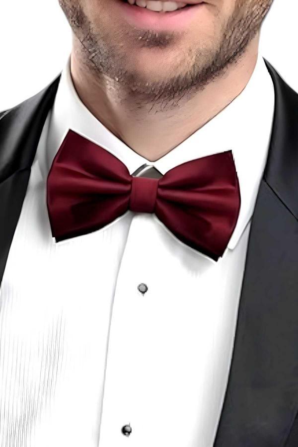 Uniquetrenders Erkek Düz Renk Saten Papyon Bordo  - Image 1