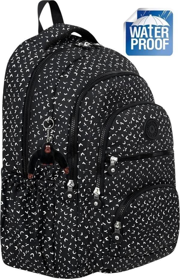 Uniquetrenders Unisex Lüx Desenli Laptop Bölmeli 5 Gözlü Su Geçirmez Günlük Kullanım Okul Çantası Ve Sırt Çantası Siyah  - Image 1