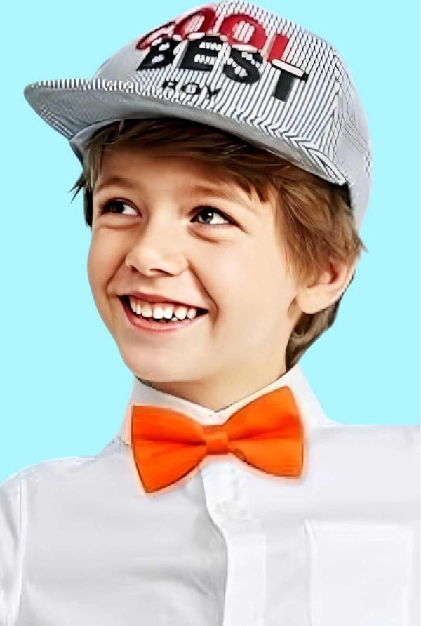 Uniquetrenders Erkek Çocuk Düz Renk Saten Papyon Turuncu  - Image 1