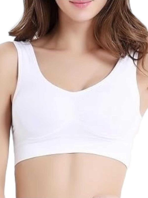 Uniquetrenders Kadın Kalın Askılı Pedli Büstiyer Sütyen Beyaz 2XL - Image 1