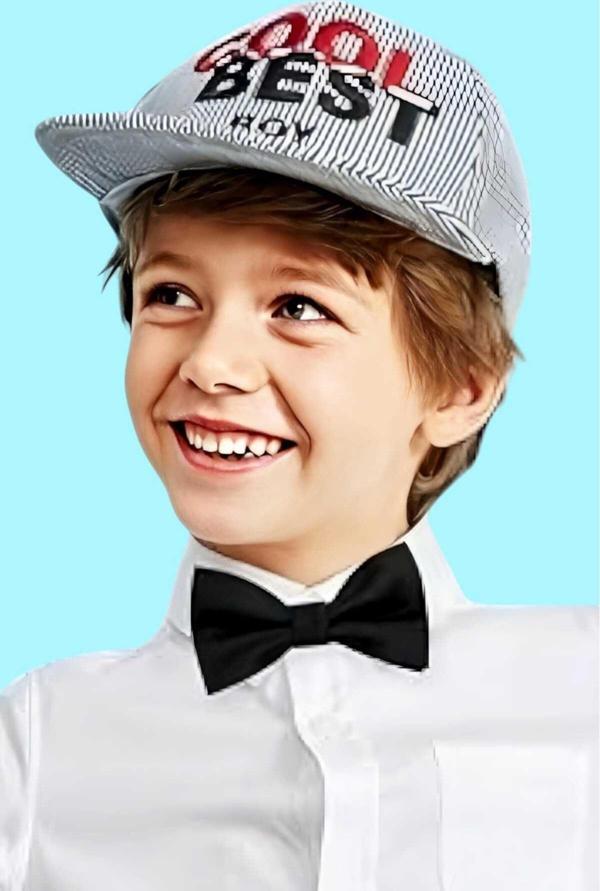 Uniquetrenders Erkek Çocuk Düz Renk Saten Papyon Siyah  - Image 1