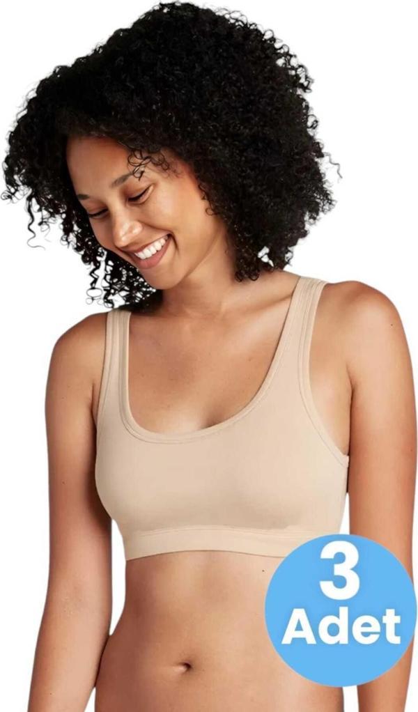 Uniquetrenders Kadın Kalın Askılı Pedli Büstiyer Yarım Atlet Sütyen 3'Lü Set Ten 80-85 - Image 1