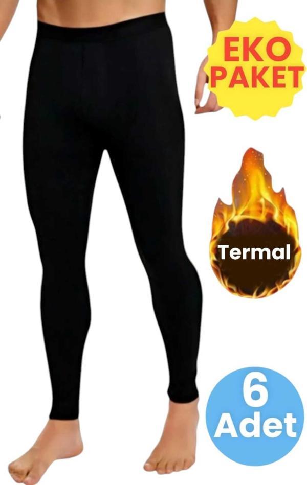 Uniquetrenders Erkek Ekonomik 6'Lı Termal Tayt Uzun Sporcu Taytı Siyah XL - Image 1