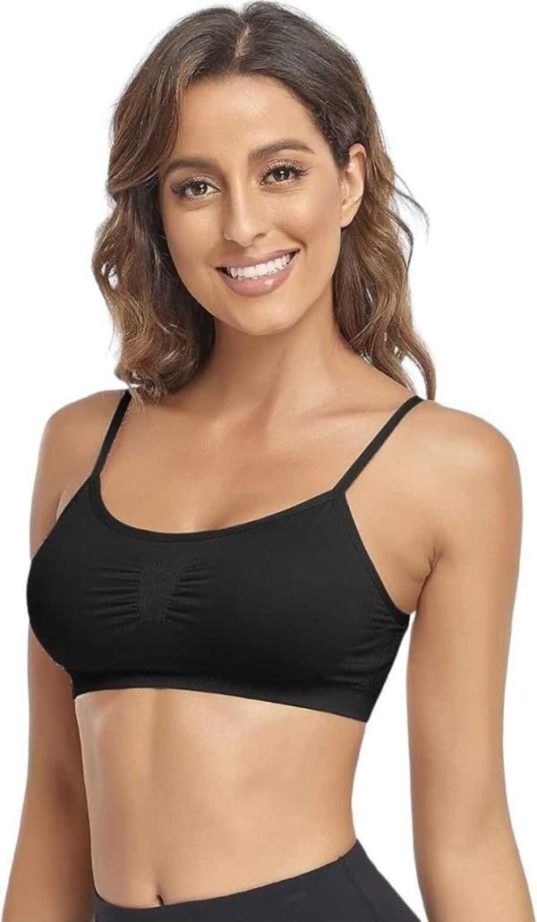 Uniquetrenders Kadın İnce Askılı Pedli Büstiyer Sütyen Siyah L-XL - Image 1