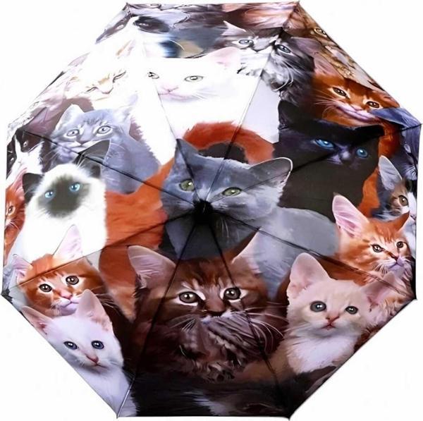 Uniquetrenders Kedi Desenli Canlı Lüx Renkli Baskılı Rüzgara Dayanıklı 8 Telli Katlanabilir Manuel Şemsiye Çok Renkli  - Image 1