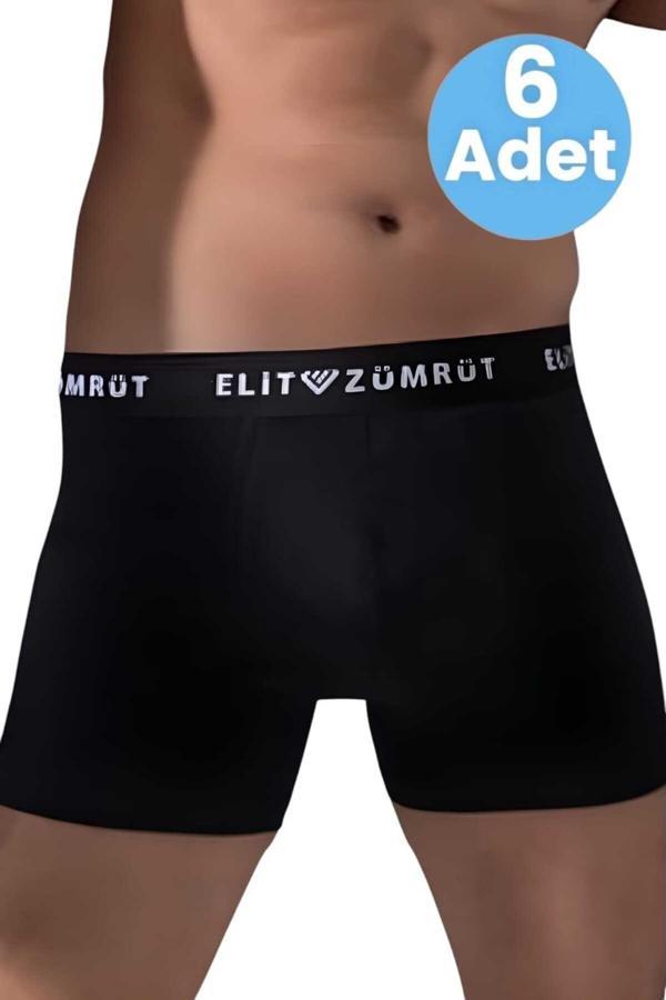 Uniquetrenders Erkek Pamuklu Baklava Lastikli  6'Lı Boxer Siyah L - Image 1