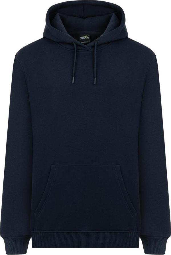 Mysport   5017 Erkek Yumuşacık Kapüşonlu Organik Pamuk Kanguru Cepli Regular Lacivert  Sweatshirt - Image 1