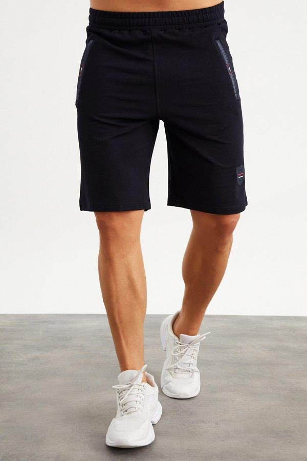 Mysport 201759 Cep Nakış Detaylı Lacivert Erkek Şort - Image 1