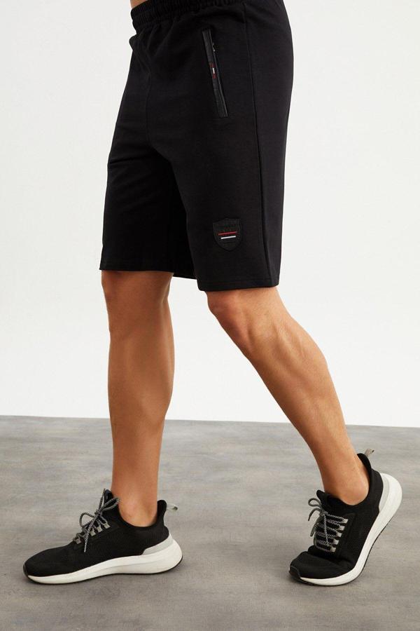 Mysport 201759 Cep Nakış Detaylı Siyah Erkek Şort - Image 1