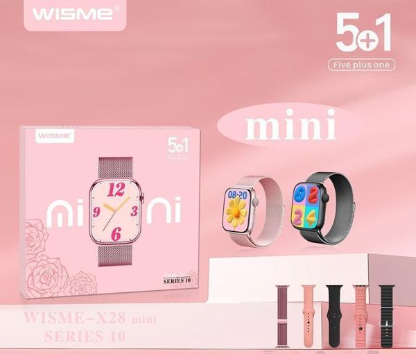 Serreha WİSME-X28 Mini Kadın Akıllı Saat 5 Kordonlu, Kablosuz Şarjlı, Şık Tasarım - Image 1