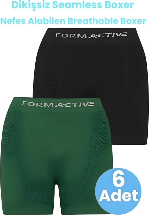 Uniquetrenders Erkek Dikişsiz/Seamless Nefes Alabilen Boxer 6 Adet Siyah - Yeşil L-XL - Image 1