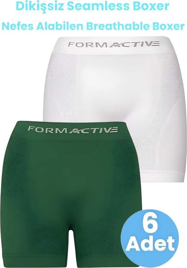 Uniquetrenders Erkek Dikişsiz/Seamless Nefes Alabilen Boxer 6 Adet Beyaz - Yeşil M-L - Image 1