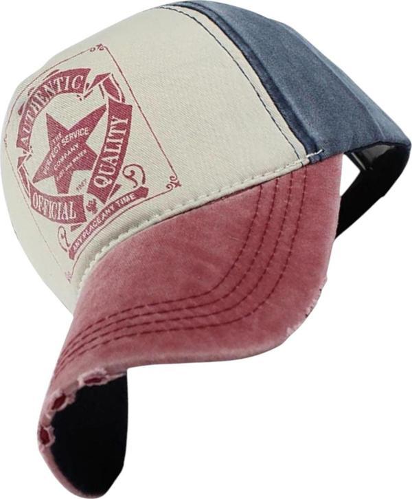 Uniquetrenders Unisex Pamuklu Authentic Eskitme Kep Şapka Kırmızı - Lacivert Standart - Image 1