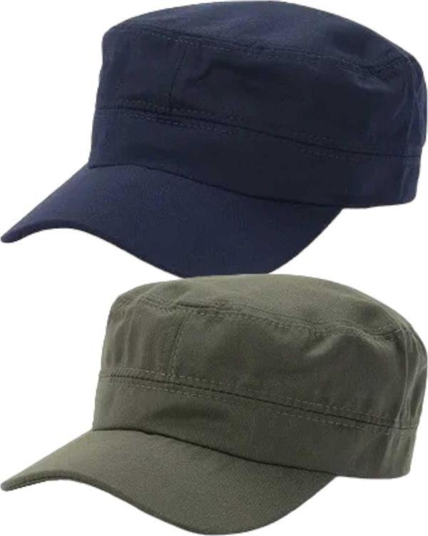 Uniquetrenders Unisex Pamuklu Castro Şapka 2 Adet Lacivert - Haki  - Image 1