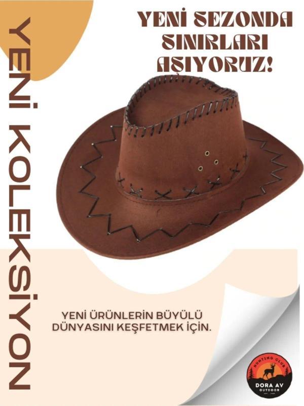 Reva Süet Kovboy Çocuk Şapka 6-12 Yaş - Image 1