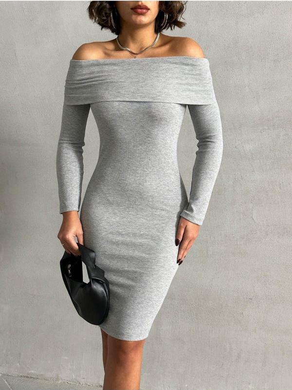 Black Premium Madonna Yaka Uzun Kol Fitilli 1. Sınıf Kaşkorse Midi Boy Elbise - Image 1