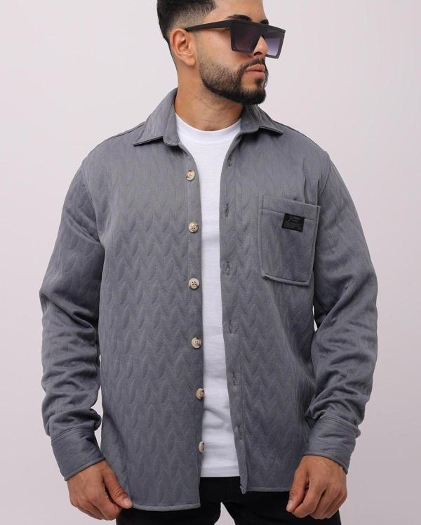 Black Premium Kapitone Unisex Gömlek Ceket - Image 1