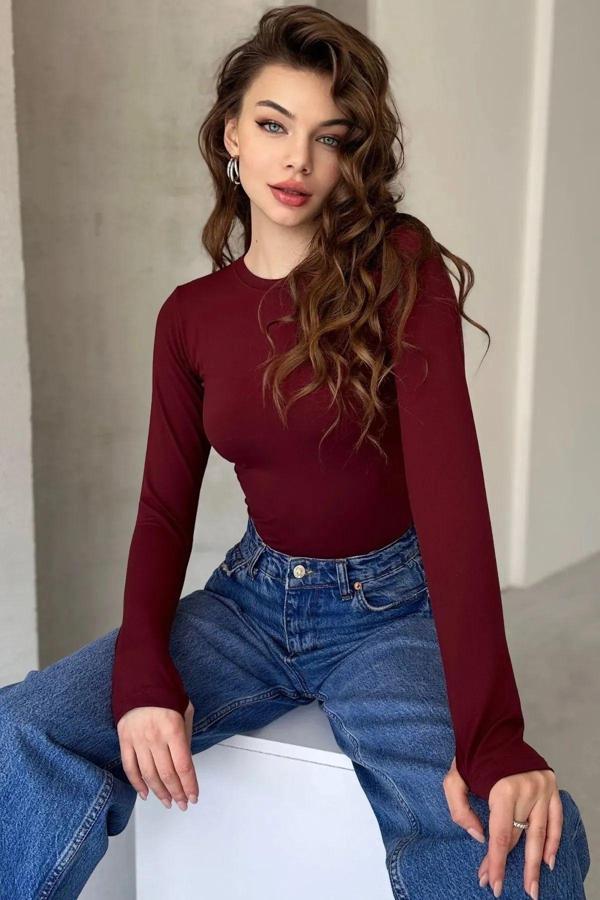 Butik Kadın Uzun Kollu Body Parmak Detaylı - Image 1
