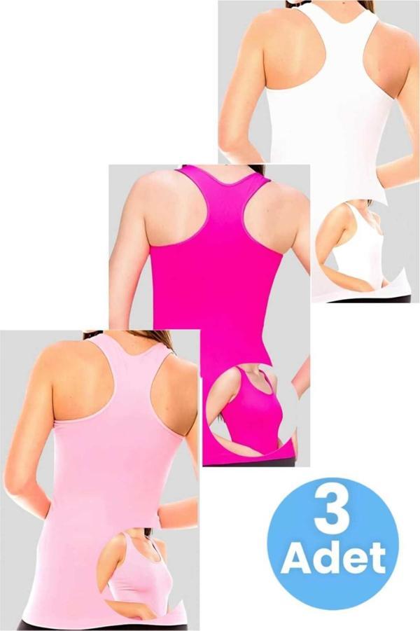 Uniquetrenders Kadın Sporcu Atlet Fitness Atlet Pilates Atlet Yoga Atlet 3 Renk Beyaz - Fuşya - Pembe Standart - Image 1