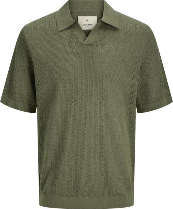 Jack&Jones Bluolıver Knıt Splıt Neck Erkek Tiriko Polo Yaka Tişört 12275521 - Image 1