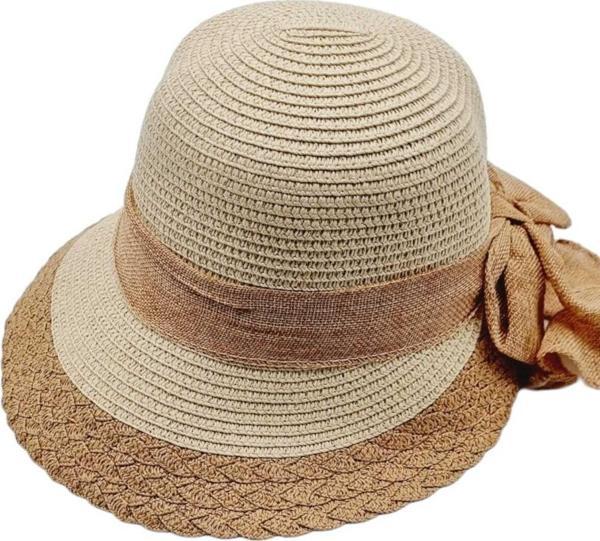 Uniquetrenders Kadın Fiyonklu Organik Hasır Yazlık Şapka Camel - Bej  - Image 1