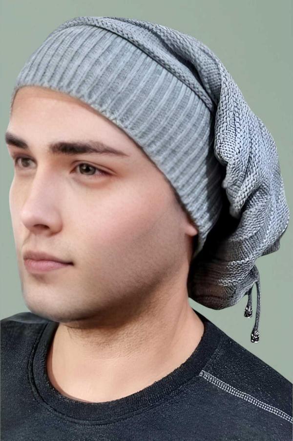 Uniquetrenders Erkek Kışlık Triko Örgü Bere Ve Boyunluk Gri  - Image 1