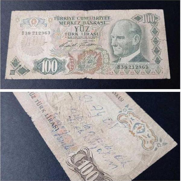 Escoines Koleksiyon 39963680eb1642a7f5 6. Emisyon 100 Lira Haliyle Yazılı (EFEMERA) Eski Kağıt Para - Image 1