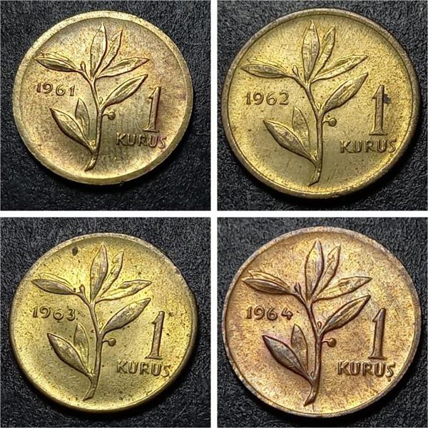 Escoines Koleksiyon 399636802a799df828 1961/62/63/64/65/66/67/68 1 Kuruş ÇİL takım eski madeni para - Image 1