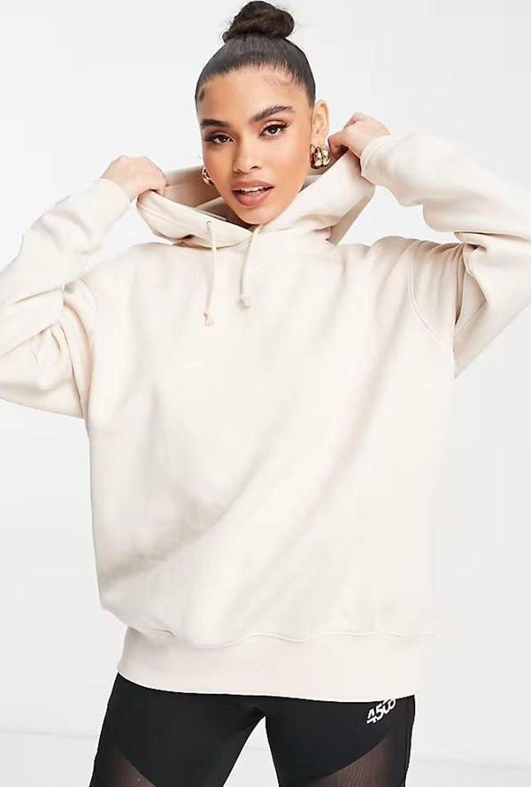 Nike Sportswear Fleece Hoodie Oversized Kapüşonlu Bol Kesim Unisex Sweatshirt Ekru - Image 1