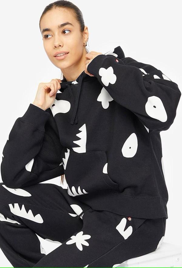 Nike Women's Jordan Artist Series Loose Fit Hoodie Kadın Büyük Beden Kapüşonlu Sweatshirt Siyah Beyaz - Image 1