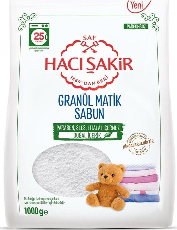Hacı Şakir Granül Matik Bebekler ve Hassas Ciltler İçin Çamaşır Deterjanı 1000 gr - Image 1