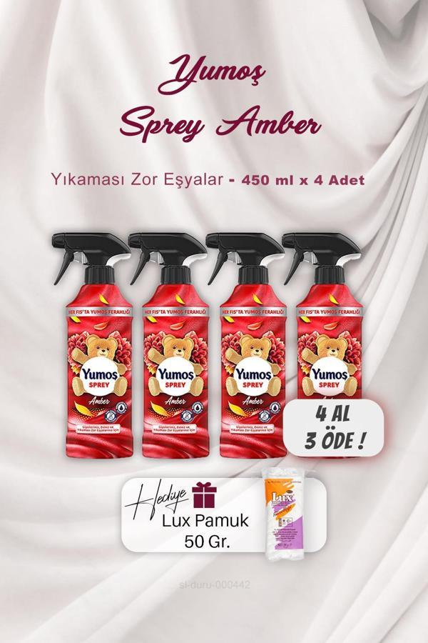 4 AL 3 ÖDE Yumoş Sprey Amber 450 ml, Pamuk Hediyeli - Image 1